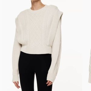 Aritzia Babaton Seek Merino Wool Cable Knit New Coastal Cozy Sweater Sz XS